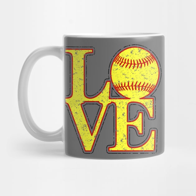 Vintage LOVE Girl's Softball Fastpitch Softball Lover Fast Pitch by TeeCreations